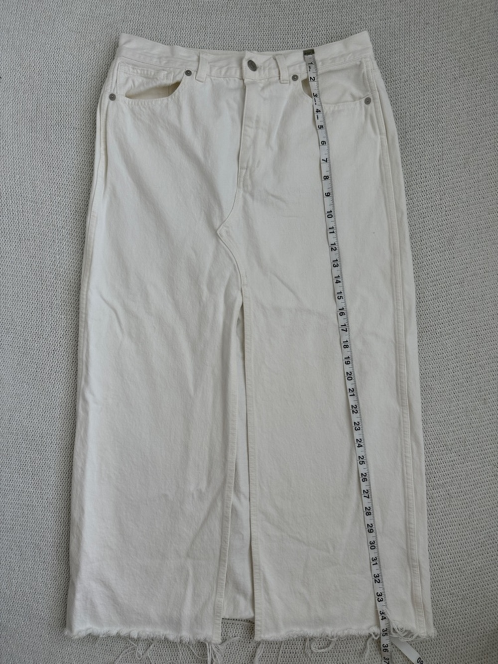 Madewell 100% Cotton Rilee Denim Midi Skirt White Size 28 - Picture 6 of 8